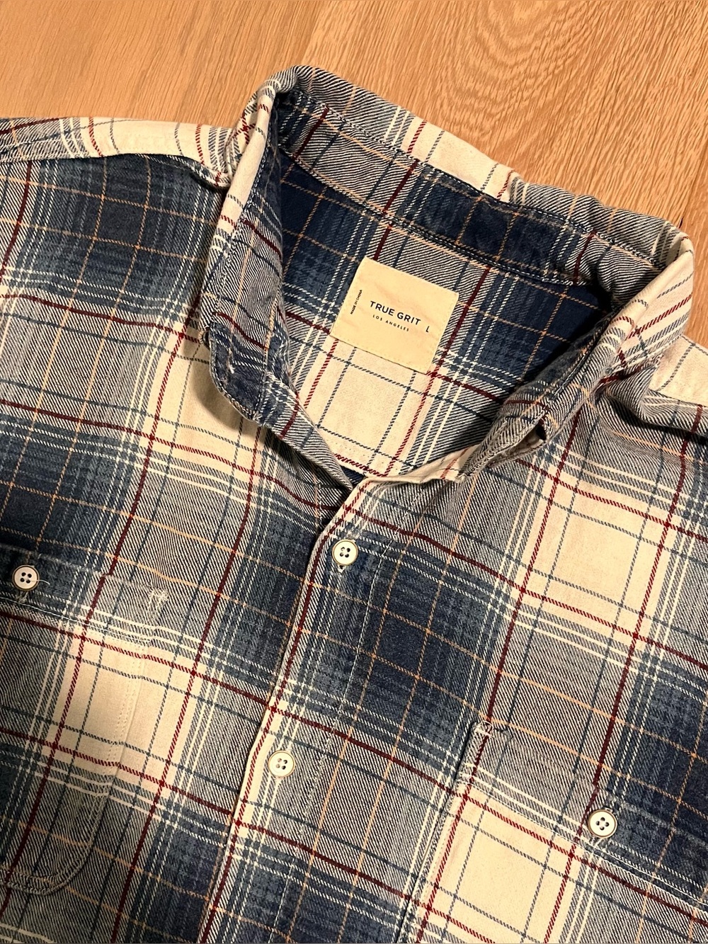 True grit Los Angeles blue/white button up flannel high quality